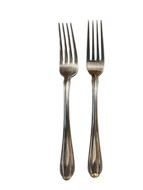 Gorham Silver Golden Melon Bud Stainless Flatware 18/8 Gold Accent Dinner Forks